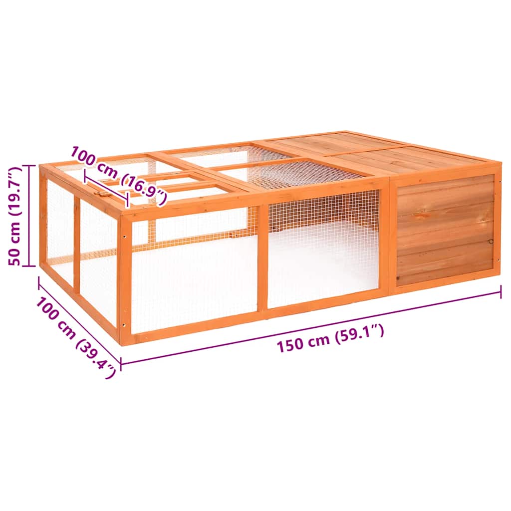 Κλουβί Ζώου Κήπου 150 x 100 x 50 εκ. από Μασίφ Ξύλο Ελάτης - PAKOBAZAAR