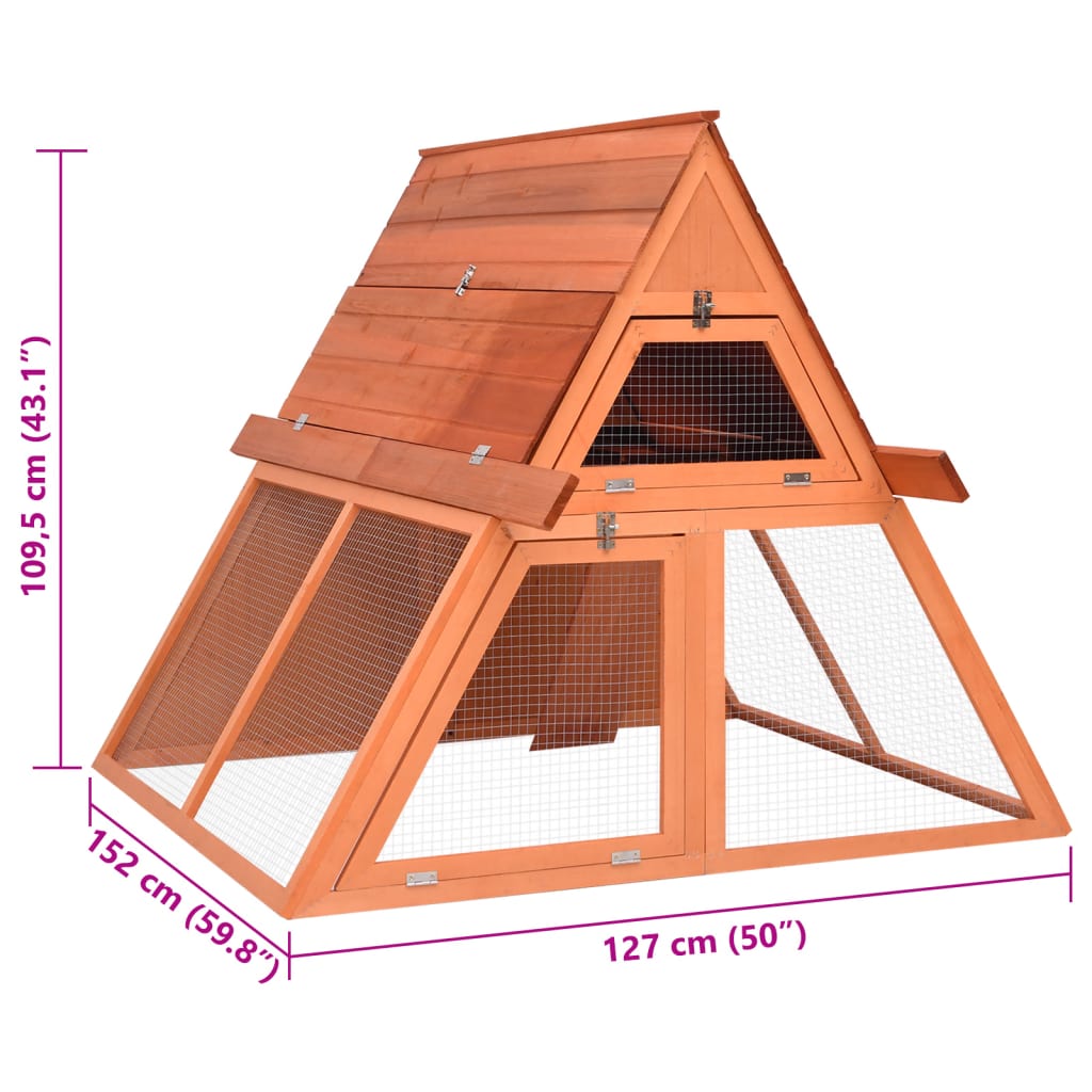 Κλουβί Κουνελιών 152 x 127 x 109,5 εκ. από Μασίφ Ξύλο Ελάτης - PAKOBAZAAR