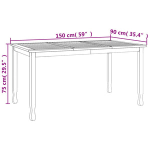 Τραπεζαρία Κήπου 150 x 90 x 75 εκ. από Μασίφ Ξύλο Teak