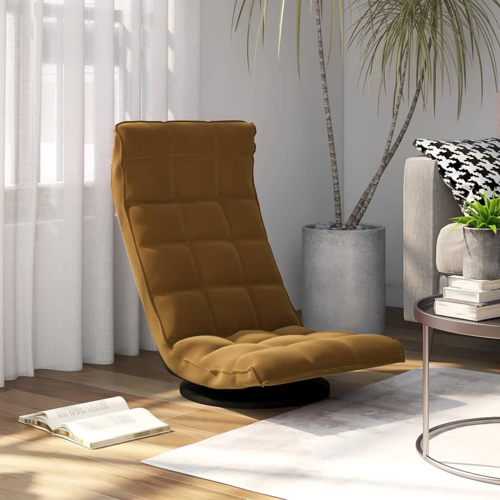 Καρέκλα Δαπέδου Περιστρεφόμενη Καφέ Βελούδινη - Pakobazaar