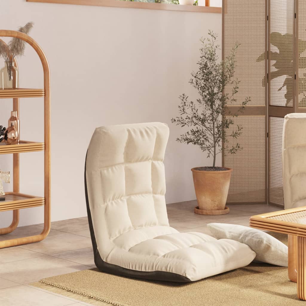 Καρέκλα Δαπέδου Πτυσσόμενη Κρεμ Υφασμάτινη - Pakobazaar