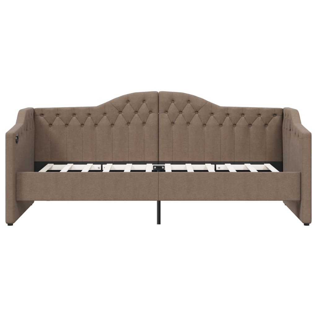 Καναπές Κρεβάτι με Έξοδο USB Taupe 90 x 200 εκ. Υφασμάτινος