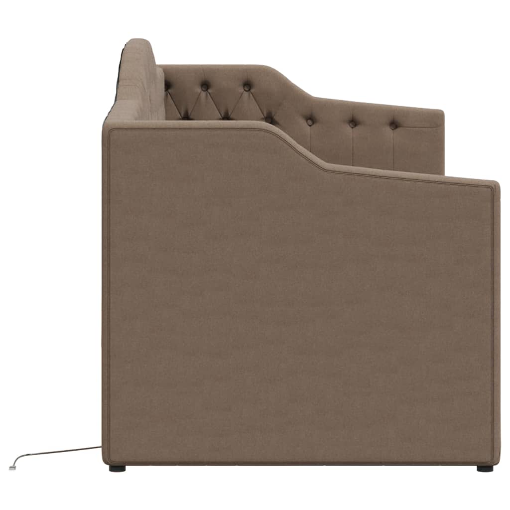 Καναπές Κρεβάτι με Έξοδο USB Taupe 90 x 200 εκ. Υφασμάτινος
