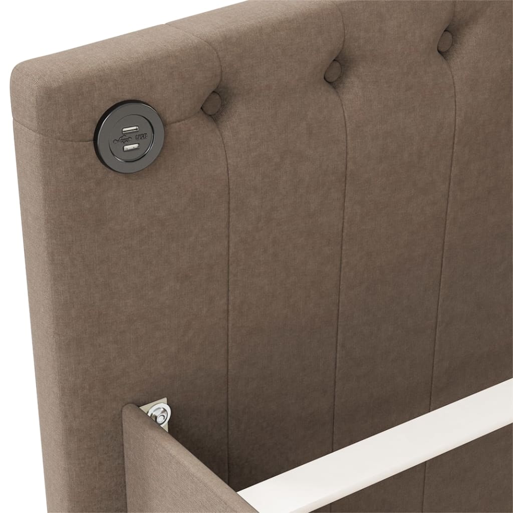 Καναπές Κρεβάτι με Έξοδο USB Taupe 90 x 200 εκ. Υφασμάτινος