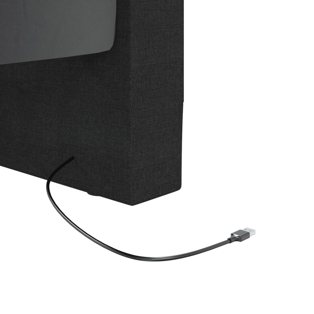 Καναπές Κρεβάτι με Έξοδο USB Μαύρος 90 x 200 εκ. Υφασμάτινος