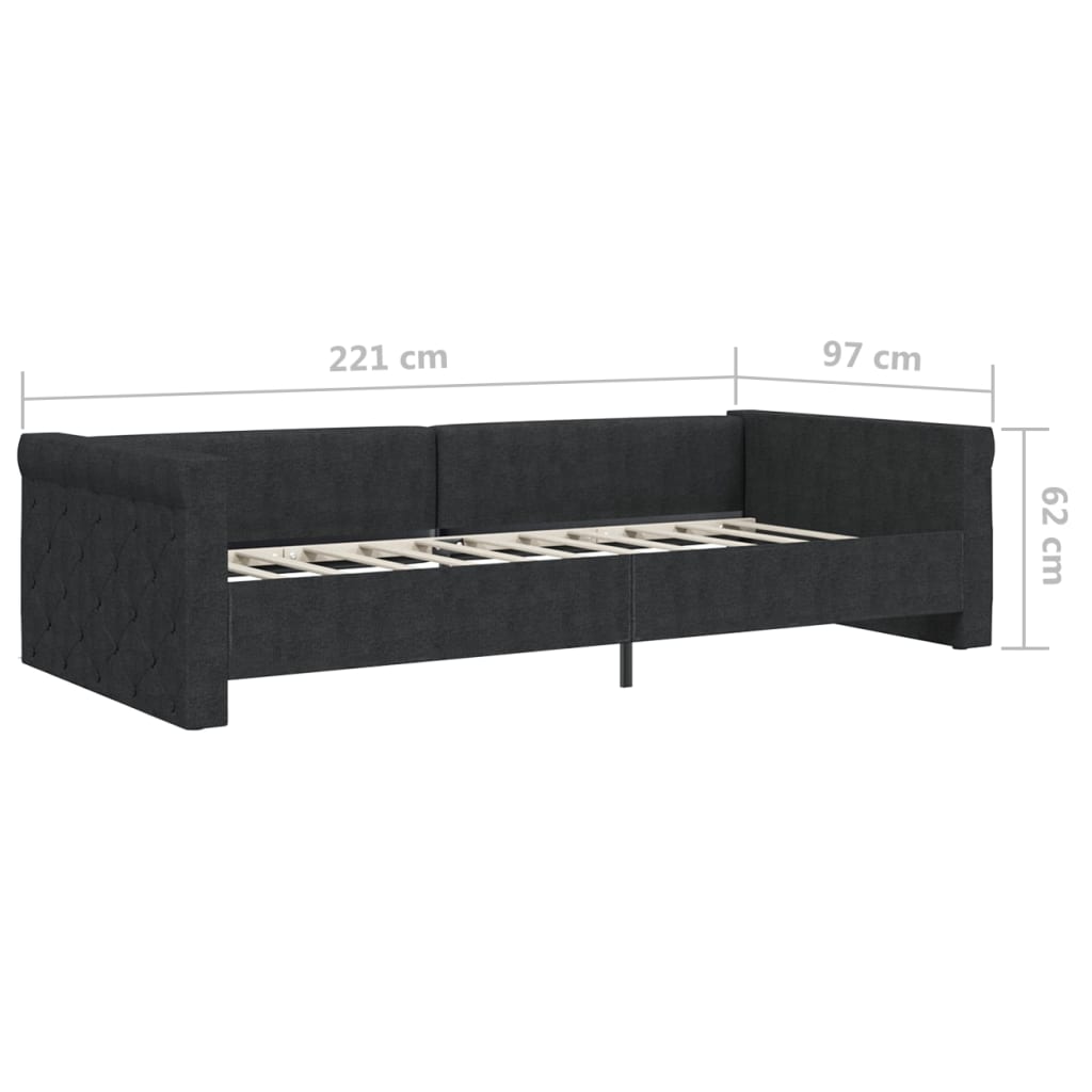 Καναπές Κρεβάτι με Έξοδο USB Μαύρος 90 x 200 εκ. Υφασμάτινος