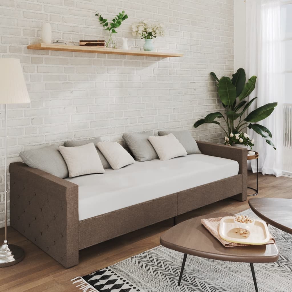 Καναπές Κρεβάτι με Έξοδο USB Taupe 90 x 200 εκ. Υφασμάτινος