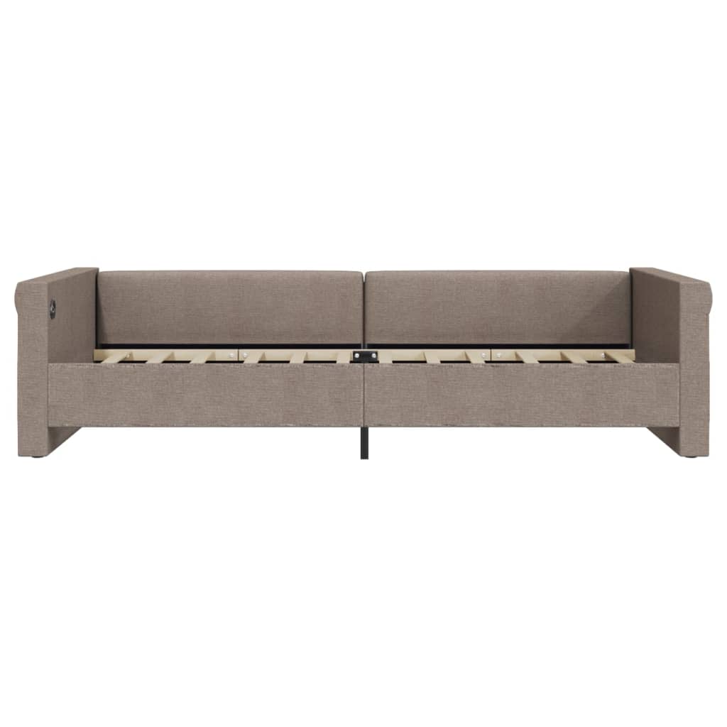 Καναπές Κρεβάτι με Έξοδο USB Taupe 90 x 200 εκ. Υφασμάτινος