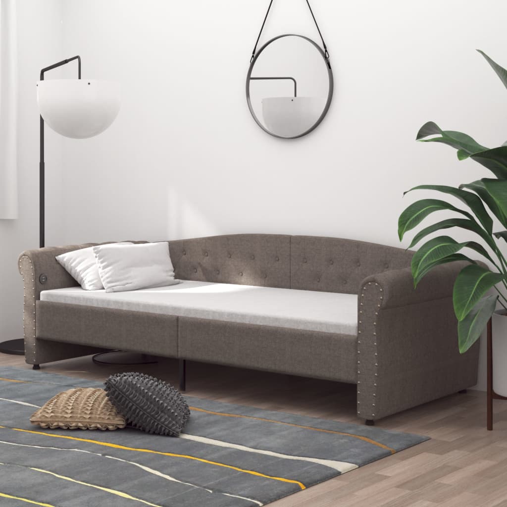 Καναπές Κρεβάτι με Έξοδο USB Taupe 90 x 200 εκ. Υφασμάτινος - Pakobazaar