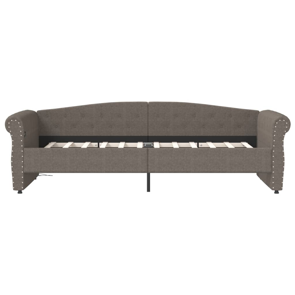 Καναπές Κρεβάτι με Έξοδο USB Taupe 90 x 200 εκ. Υφασμάτινος - Pakobazaar