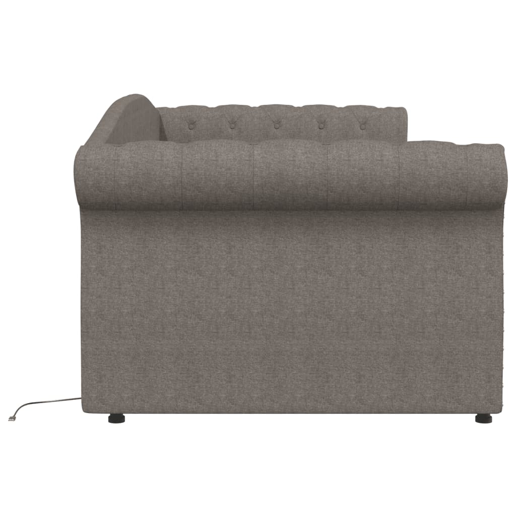 Καναπές Κρεβάτι με Έξοδο USB Taupe 90 x 200 εκ. Υφασμάτινος - Pakobazaar