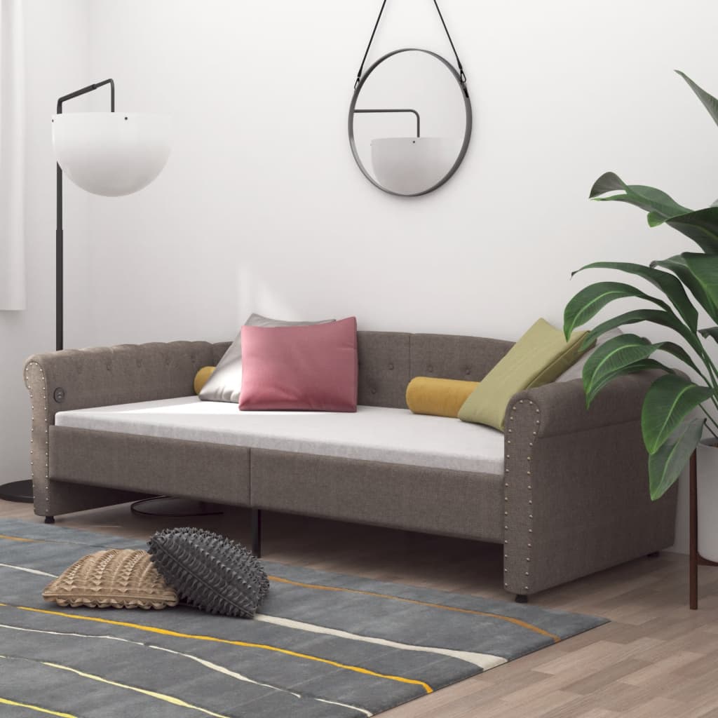 Καναπές Κρεβάτι με Έξοδο USB Taupe 90 x 200 εκ. Υφασμάτινος - Pakobazaar