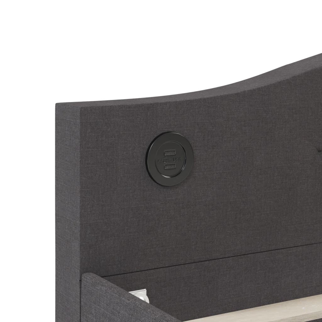 Καναπές Κρεβάτι με Έξοδο USB Σκούρο Γκρι 90x200 εκ. Υφασμάτινος - Pakobazaar