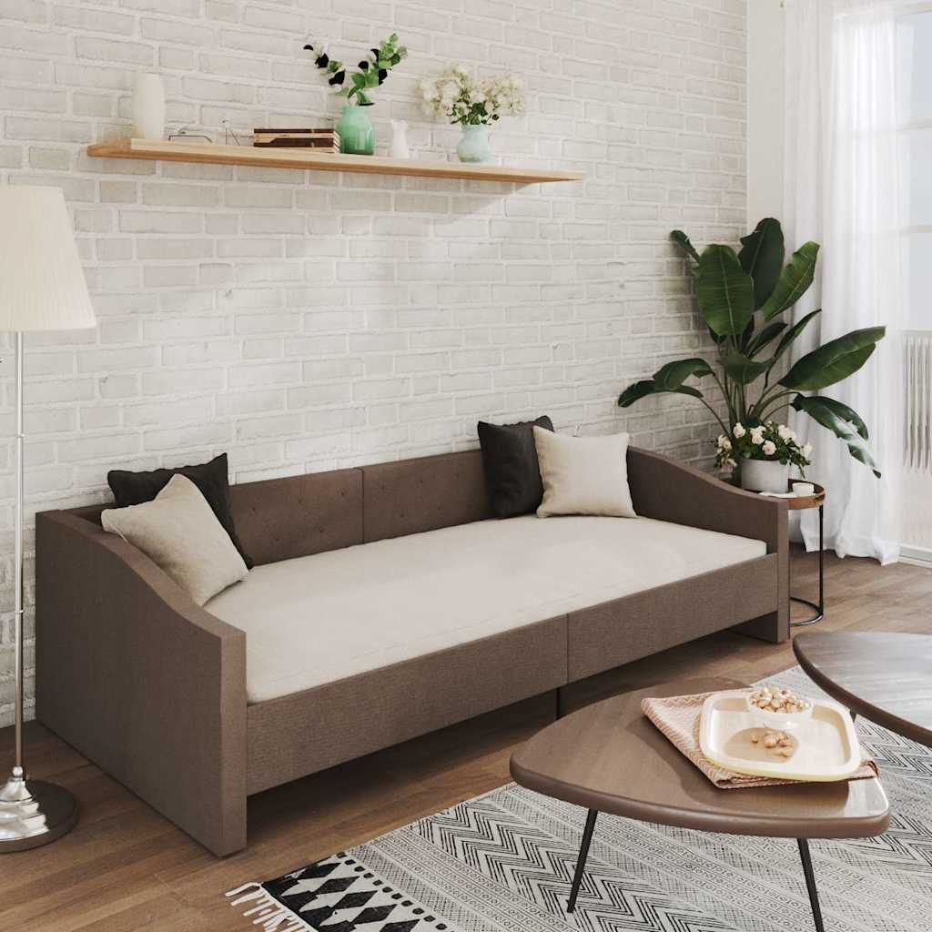 Καναπές Κρεβάτι με Έξοδο USB Taupe 90 x 200 εκ. Υφασμάτινος