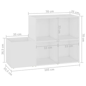 Παπουτσοθήκη Χολ Λευκή 105 x 35,5 x 70 εκ. από Επεξ. Ξύλο