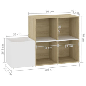 Παπουτσοθήκη Χολ Λευκή/Sonoma Δρυς 105x35,5x70 εκ. Επεξ. Ξύλο