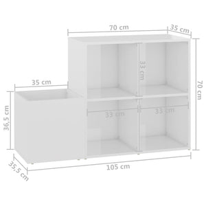 Παπουτσοθήκη Χολ Γυαλ. Λευκή 105 x 35,5 x 70 εκ από Επεξ. Ξύλο