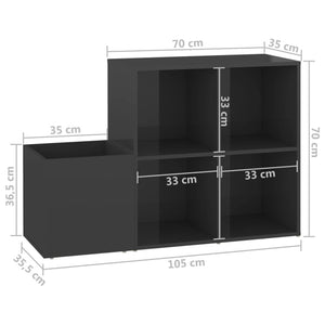 Παπουτσοθήκη Χολ Γυαλ. Γκρι 105 x 35,5 x 70 εκ από Επεξ. Ξύλο