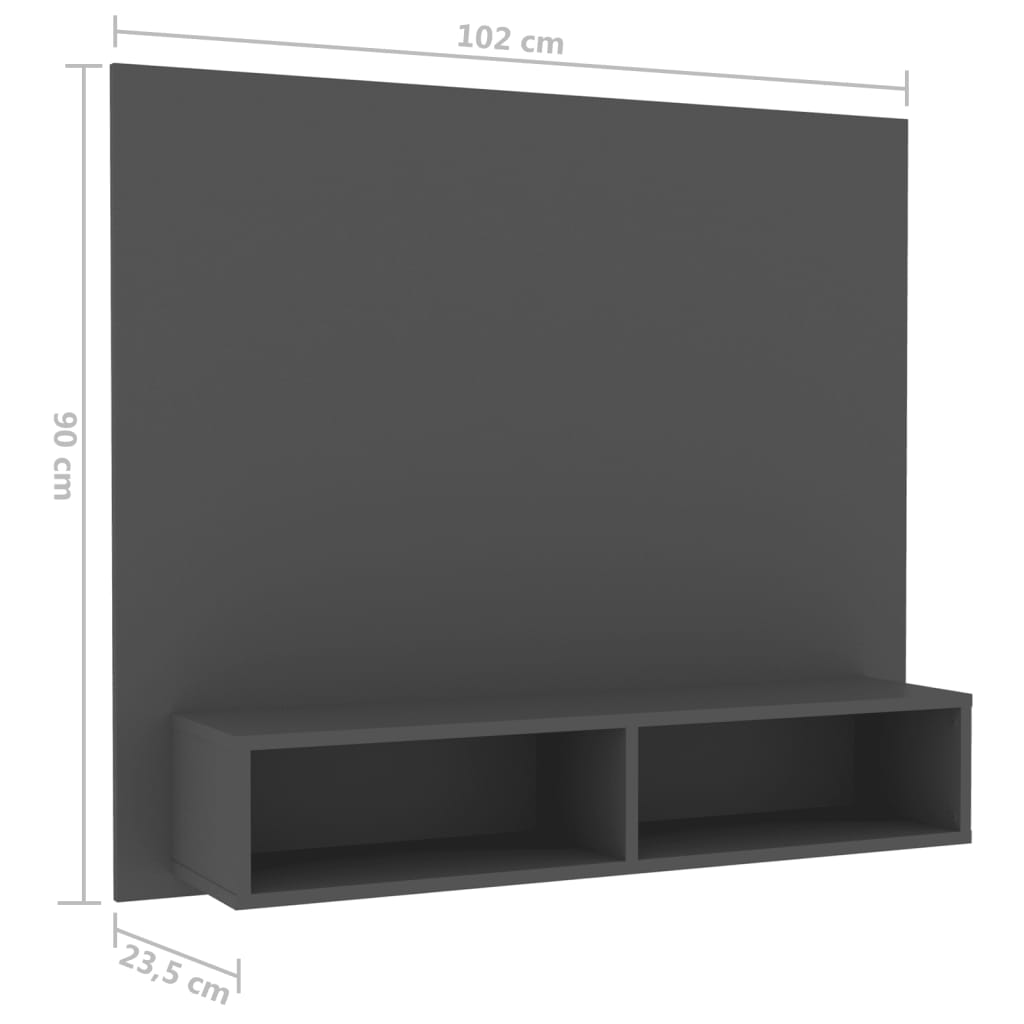 Έπιπλο Τηλεόρασης Τοίχου Γκρι 102 x 23,5 x 90 εκ. Μοριοσανίδα