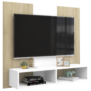 Έπιπλο Τηλεόρασης Τοίχου Λευκό/Sonoma Δρυς 102x23,5x90εκ Μοριοσ - Pakobazaar