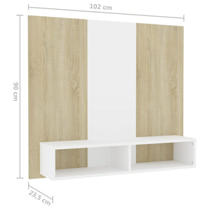 Έπιπλο Τηλεόρασης Τοίχου Λευκό/Sonoma Δρυς 102x23,5x90εκ Μοριοσ - Pakobazaar