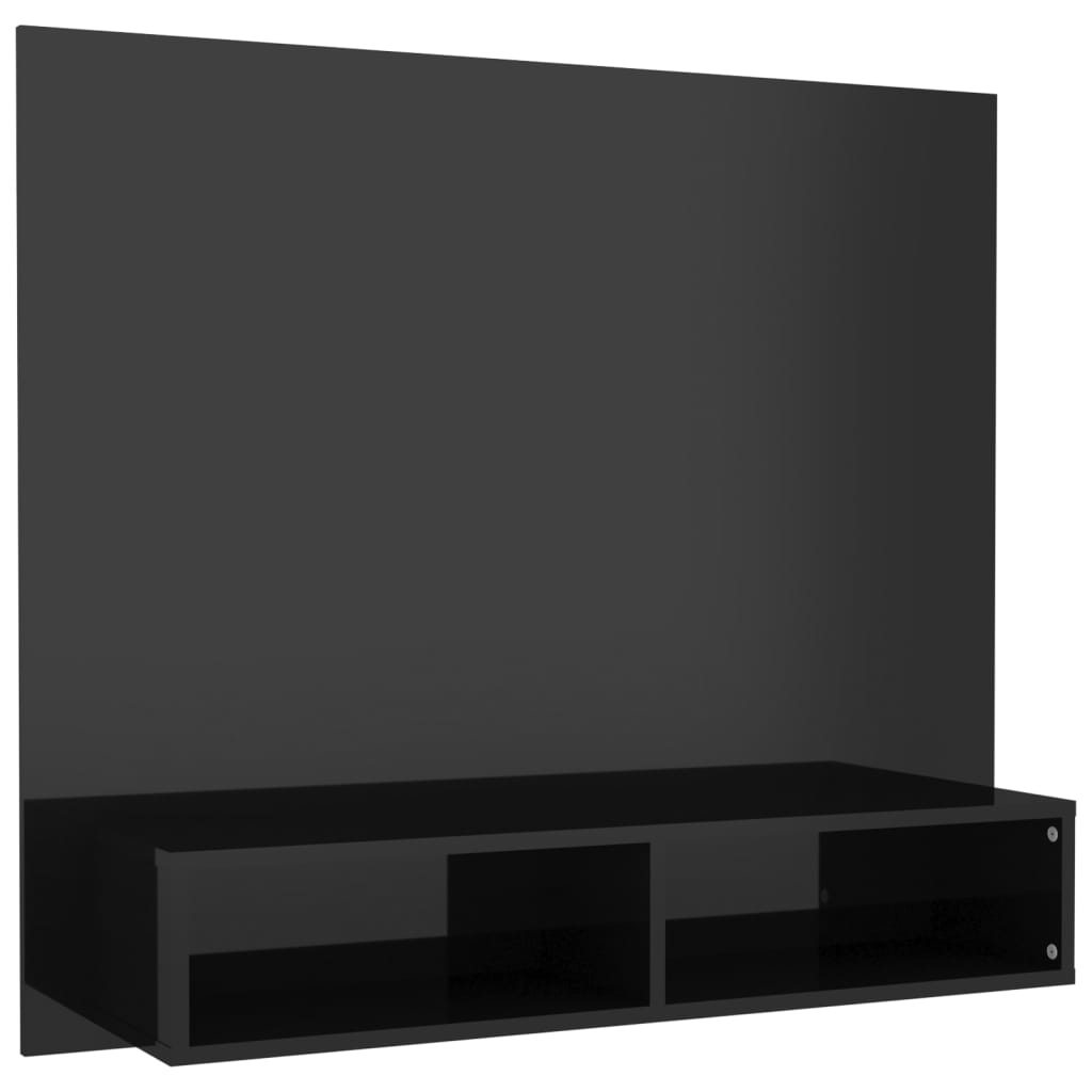 Έπιπλο Τηλεόρασης Τοίχου Γυαλ. Μαύρο 102x23,5x90εκ. Μοριοσανίδα