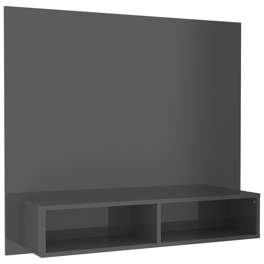 Έπιπλο Τηλεόρασης Τοίχου Γυαλ. Γκρι 102x23,5x90 εκ. Επεξ. Ξύλο