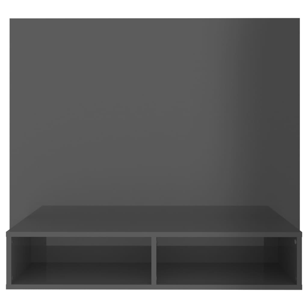 Έπιπλο Τηλεόρασης Τοίχου Γυαλ. Γκρι 102x23,5x90 εκ. Επεξ. Ξύλο