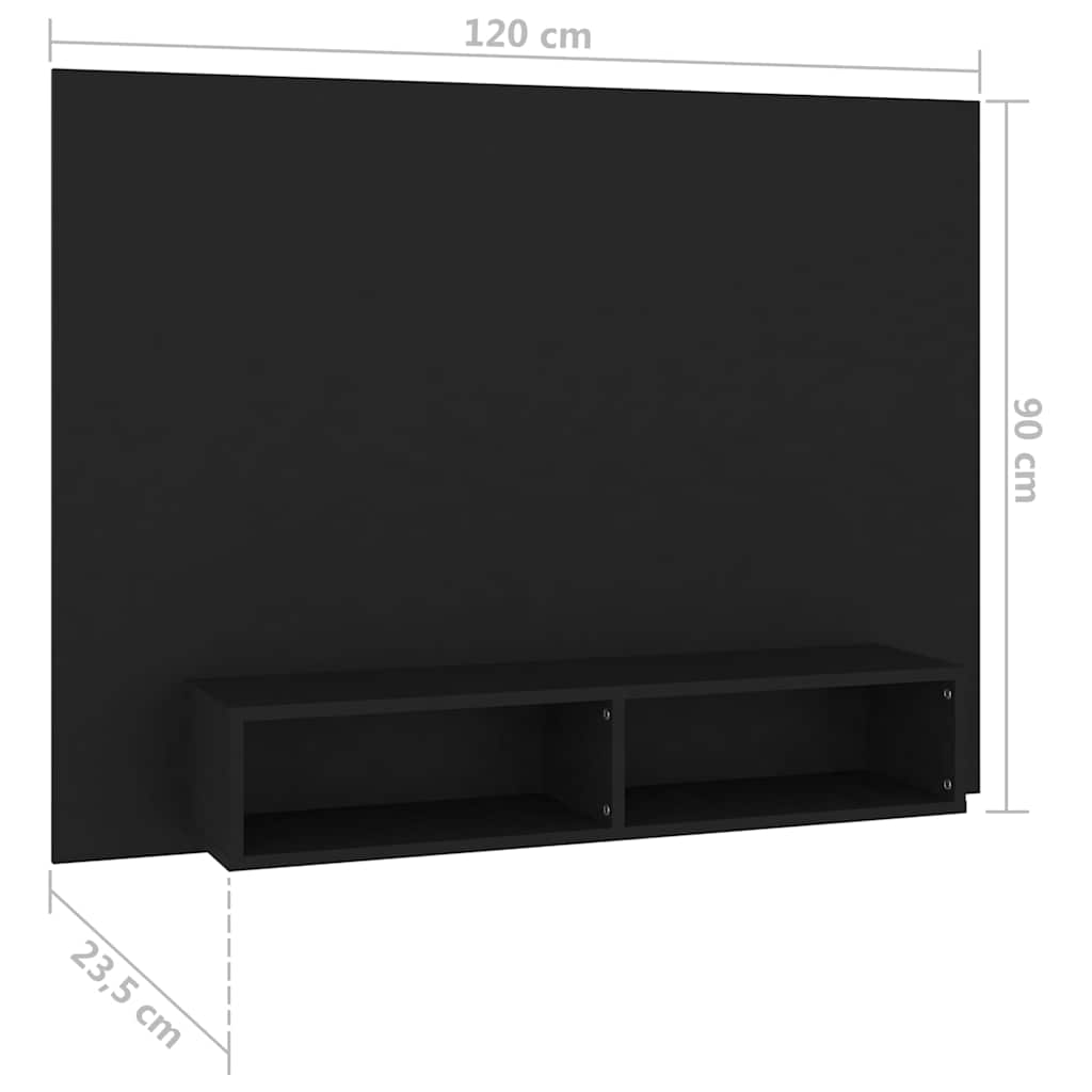 Έπιπλο Τηλεόρασης Τοίχου Μαύρο 120 x 23,5 x 90 εκ. Μοριοσανίδα