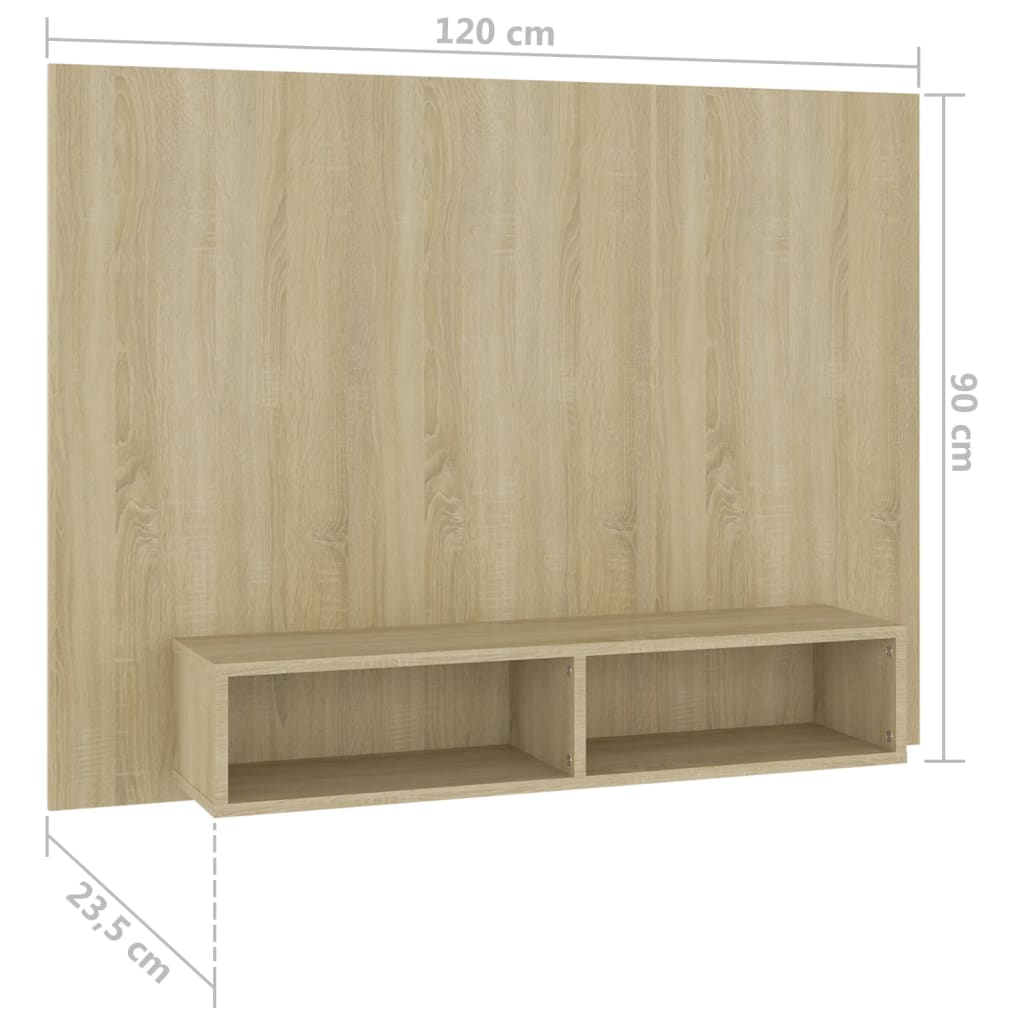 Έπιπλο Τηλεόρασης Τοίχου Sonoma Δρυς 120x23,5x90εκ. Μοριοσανίδα