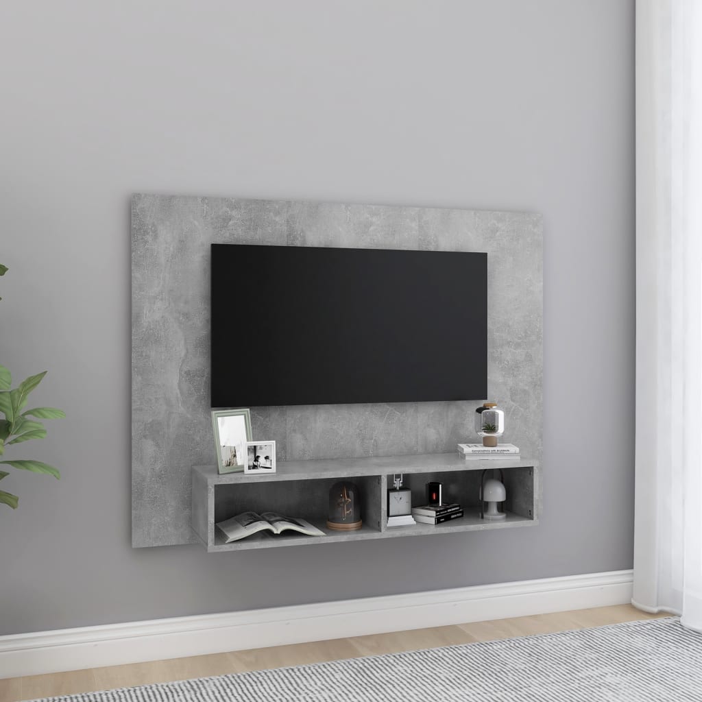 Έπιπλο Τηλεόρασης Τοίχου Γκρι Σκυρ. 120x23,5x90 εκ. Μοριοσανίδα