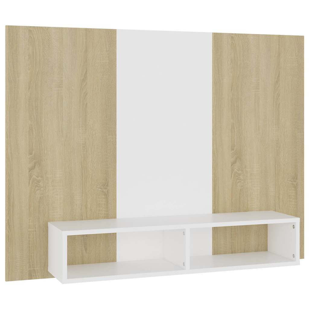 Έπιπλο Τηλεόρασης Τοίχου Λευκό/Sonoma Δρυς 120x23,5x90εκ Μοριοσ - Pakobazaar