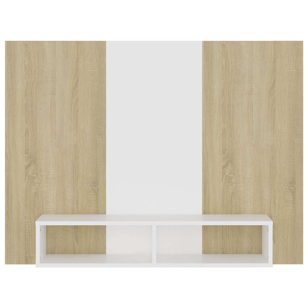 Έπιπλο Τηλεόρασης Τοίχου Λευκό/Sonoma Δρυς 120x23,5x90εκ Μοριοσ - Pakobazaar