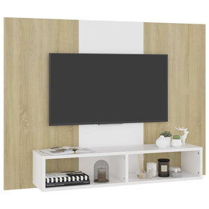 Έπιπλο Τηλεόρασης Τοίχου Λευκό/Sonoma Δρυς 120x23,5x90εκ Μοριοσ - Pakobazaar