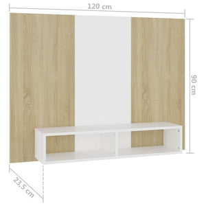 Έπιπλο Τηλεόρασης Τοίχου Λευκό/Sonoma Δρυς 120x23,5x90εκ Μοριοσ - Pakobazaar