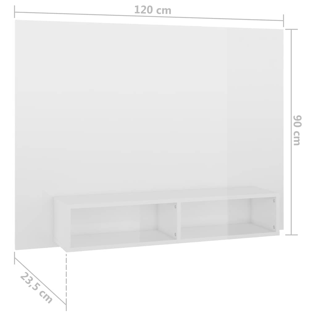 Έπιπλο Τηλεόρασης Τοίχου Γυαλ. Λευκό 120x23,5x90εκ. Μοριοσανίδα