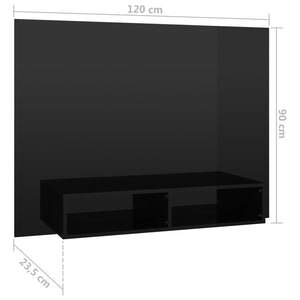 Έπιπλο Τηλεόρασης Τοίχου Γυαλ. Μαύρο 120x23,5x90εκ. Μοριοσανίδα