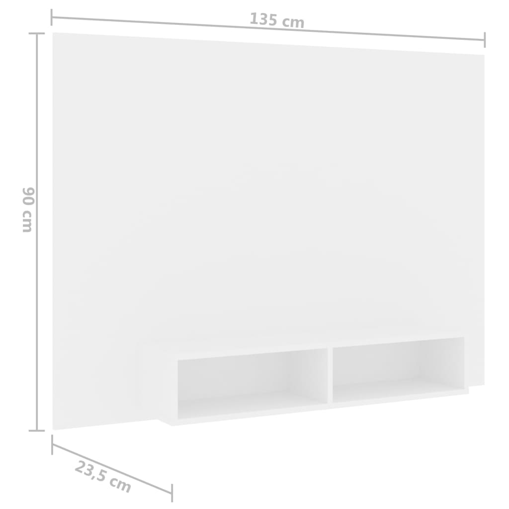 Έπιπλο Τηλεόρασης Τοίχου Λευκό 135 x 23,5 x 90 εκ. Μοριοσανίδα