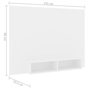 Έπιπλο Τηλεόρασης Τοίχου Λευκό 135 x 23,5 x 90 εκ. Μοριοσανίδα