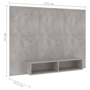 Έπιπλο Τηλεόρασης Τοίχου Γκρι Σκυρ. 135x23,5x90 εκ. Μοριοσανίδα