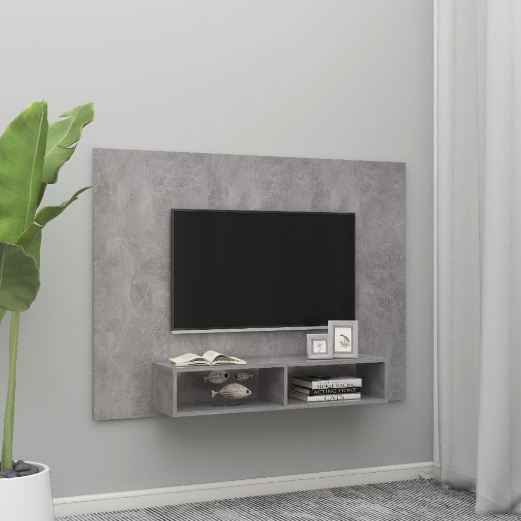 Έπιπλο Τηλεόρασης Τοίχου Γκρι Σκυρ. 135x23,5x90 εκ. Μοριοσανίδα