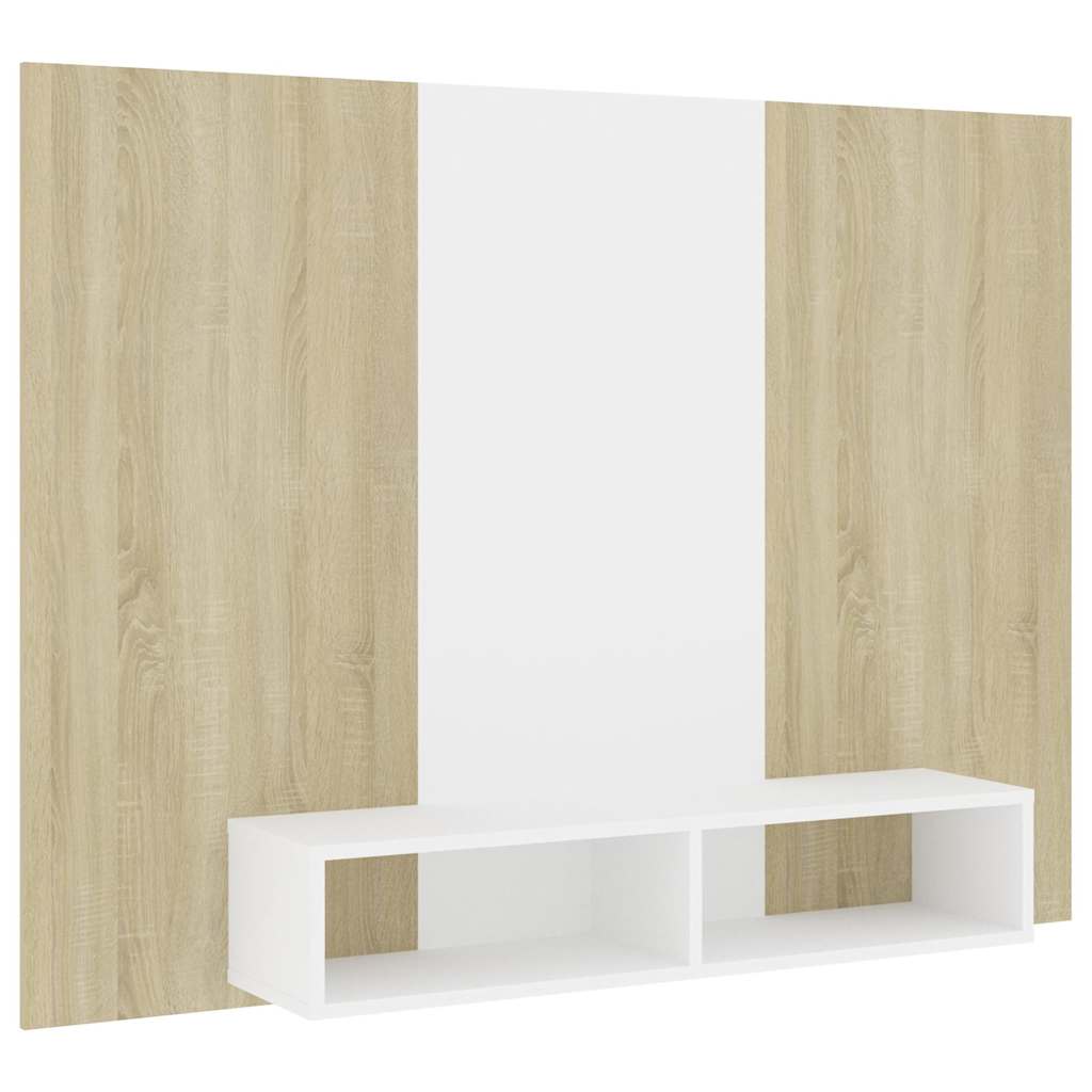 Έπιπλο Τηλεόρασης Τοίχου Λευκό/Sonoma Δρυς 135x23,5x90εκ Μοριοσ