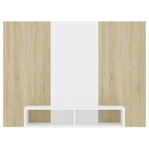Έπιπλο Τηλεόρασης Τοίχου Λευκό/Sonoma Δρυς 135x23,5x90εκ Μοριοσ