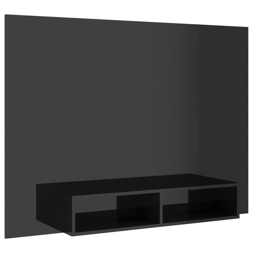 Έπιπλο Τηλεόρασης Τοίχου Γυαλ. Μαύρο 135x23,5x90εκ. Μοριοσανίδα