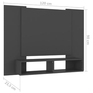 Έπιπλο Τηλεόρασης Τοίχου Γκρι 120 x 23,5 x 90 εκ. Μοριοσανίδα