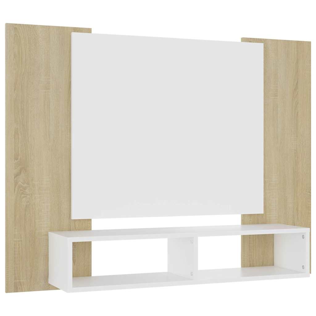 Έπιπλο Τηλεόρασης Τοίχου Λευκό/Sonoma Δρυς 120x23,5x90εκ Μοριοσ