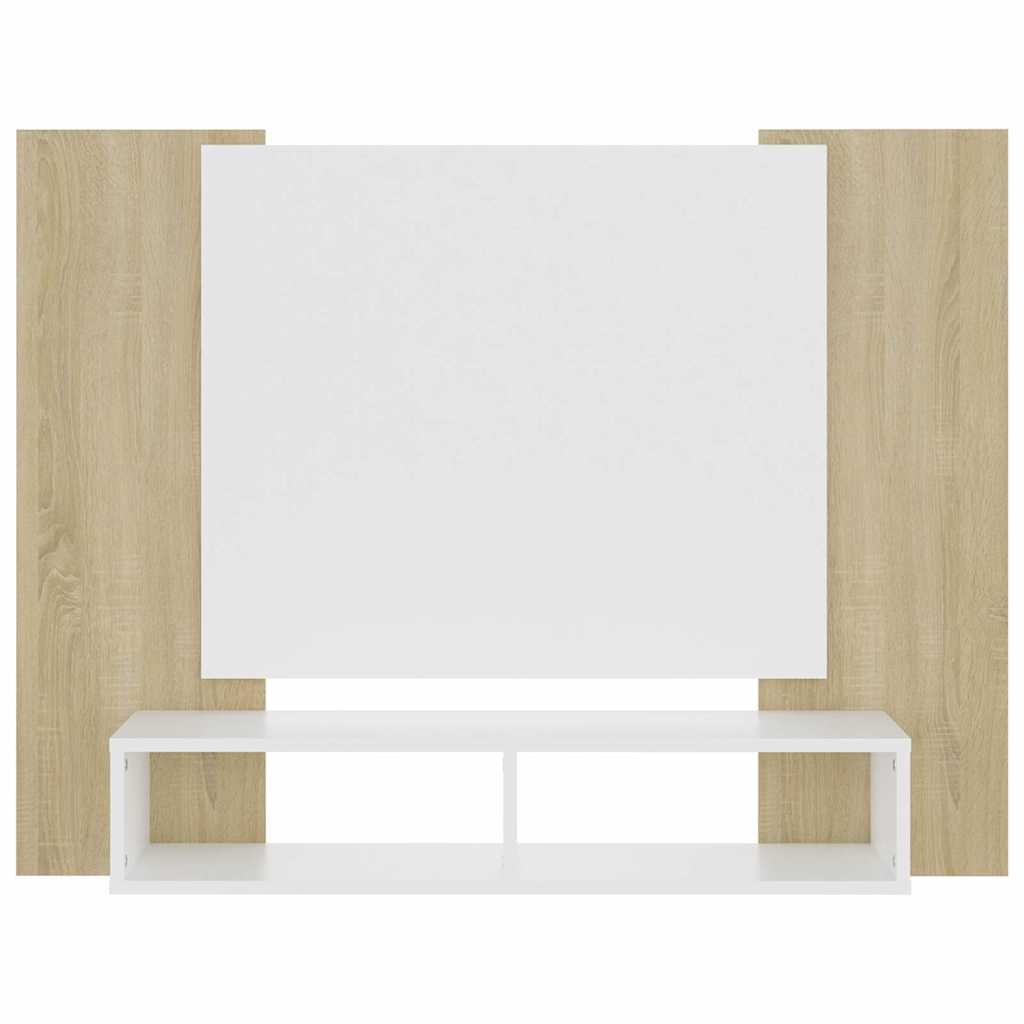 Έπιπλο Τηλεόρασης Τοίχου Λευκό/Sonoma Δρυς 120x23,5x90εκ Μοριοσ