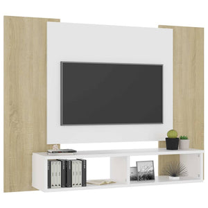 Έπιπλο Τηλεόρασης Τοίχου Λευκό/Sonoma Δρυς 120x23,5x90εκ Μοριοσ