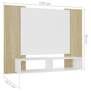 Έπιπλο Τηλεόρασης Τοίχου Λευκό/Sonoma Δρυς 120x23,5x90εκ Μοριοσ
