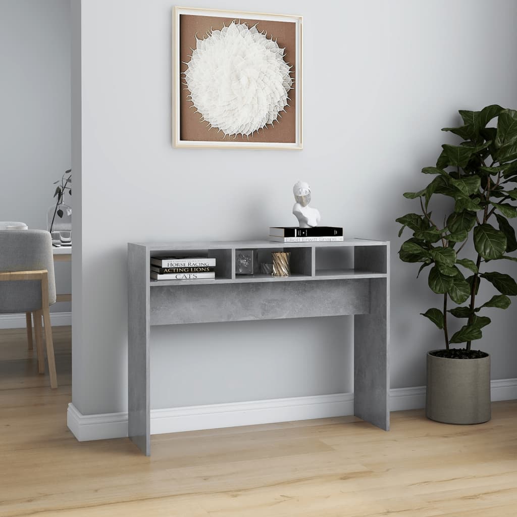 Τραπέζι Κονσόλα Γκρι Σκυροδέματος 105x30x80 εκ. από Επεξ. Ξύλο